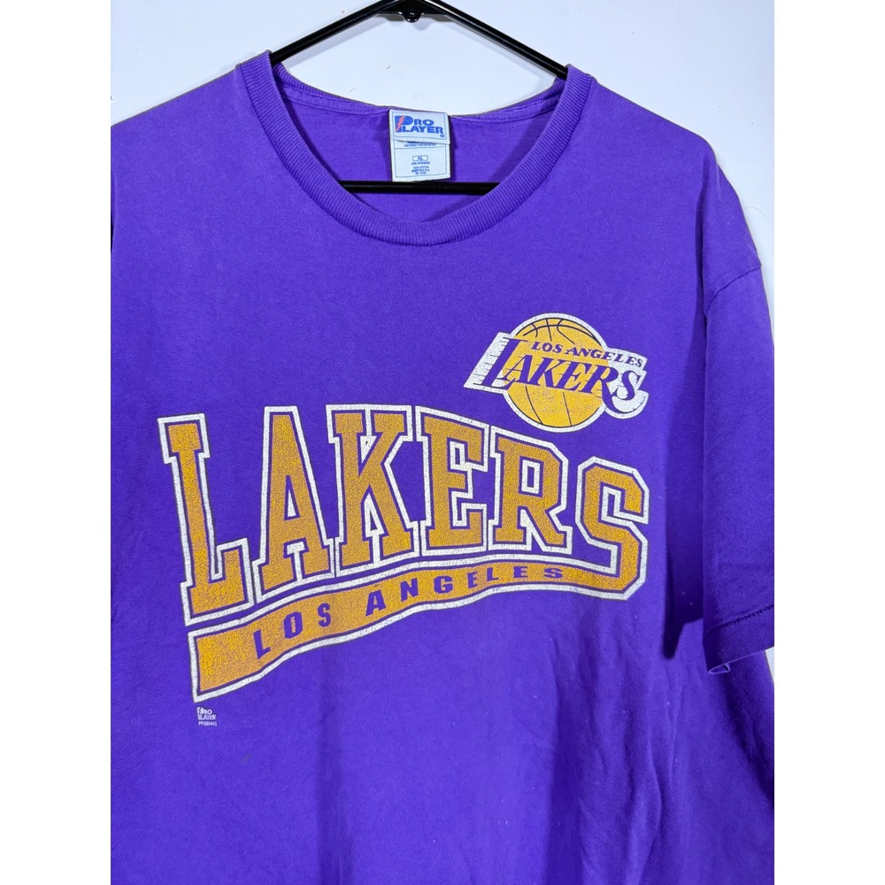 Vintage Pro Player Los Angeles Lakers T Shirt Purple Mens XL 90s NBA FLAWS